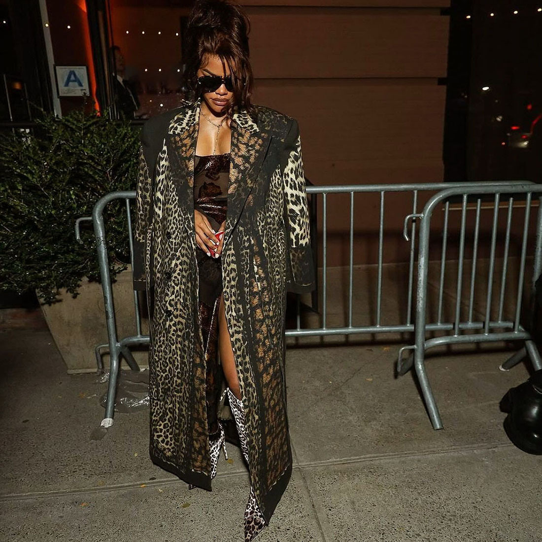 Autumn Winter Collared Print Leopard Print Long Casual Bandage Trench Coat 2 Autumn Winter Collared Print Leopard Print Long Casual Bandage Trench Coat - Image 2