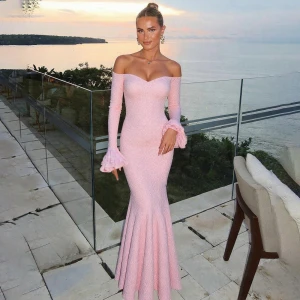 Summer Off the Shoulder High Waist Figure Flattering Sheath Dress