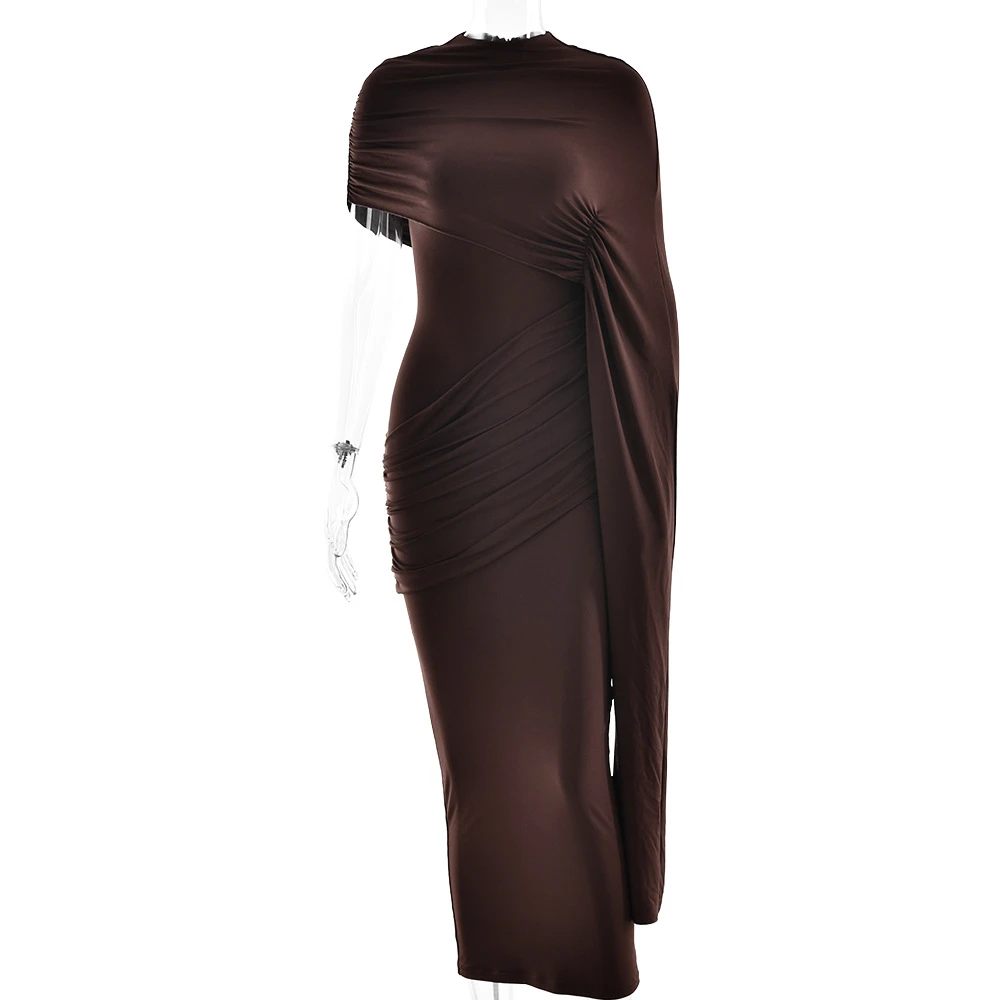 Round Neck Shoulder Wrap Solid Color Slim Fitting Patchwork Ribbon Dress 8 Round Neck Shoulder Wrap Solid Color Slim Fitting Patchwork Ribbon Dress - Image 8